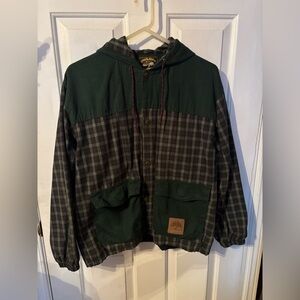 Women’s Green and Black Plaid Hooded Jacket